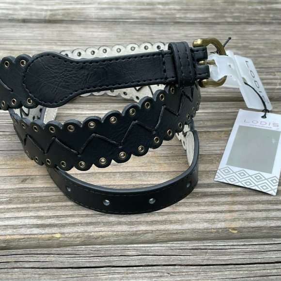 Lodis Accessories - Lodis Women belt leather Lazer Cut fashion Women Black Waistband Size M